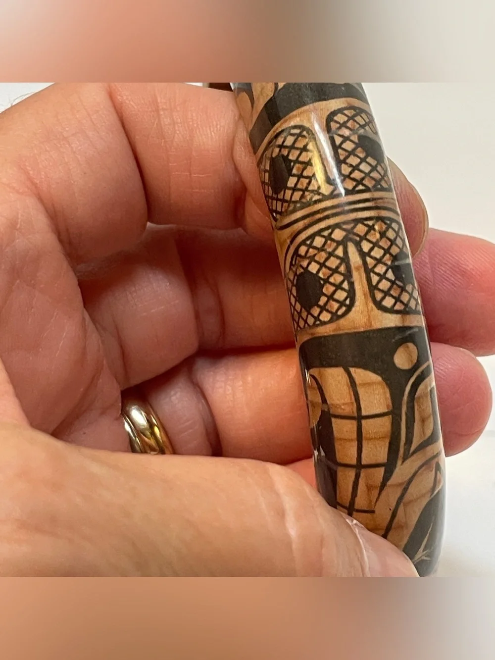 Haida Thunderbird Wood Bangle Bracelet by Gordon White Native Accents Signed NEW